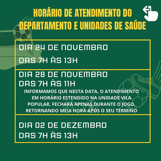 Horário da Prefeitura durante jogos do Brasil na Copa do Mundo - Prefeitura  Municipal de Pirassununga