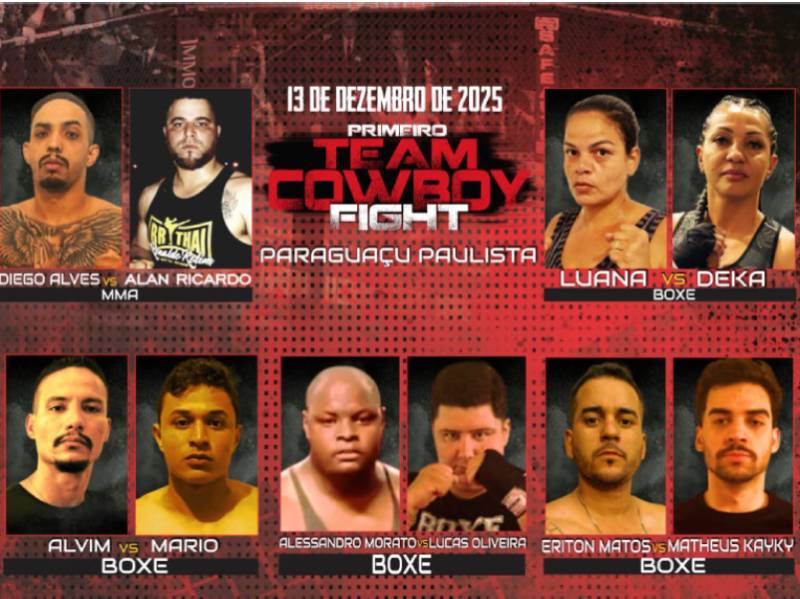 1º Team Cowboy Fight será neste sábado, dia 13, em Paraguaçu Paulista