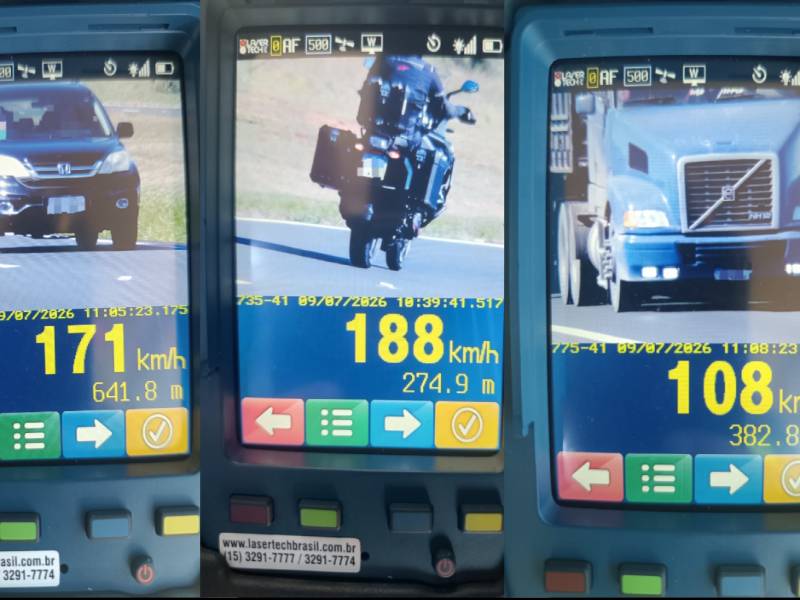Fiscalização flagra motoristas em excesso de velocidade na Rodovia Castello Branco