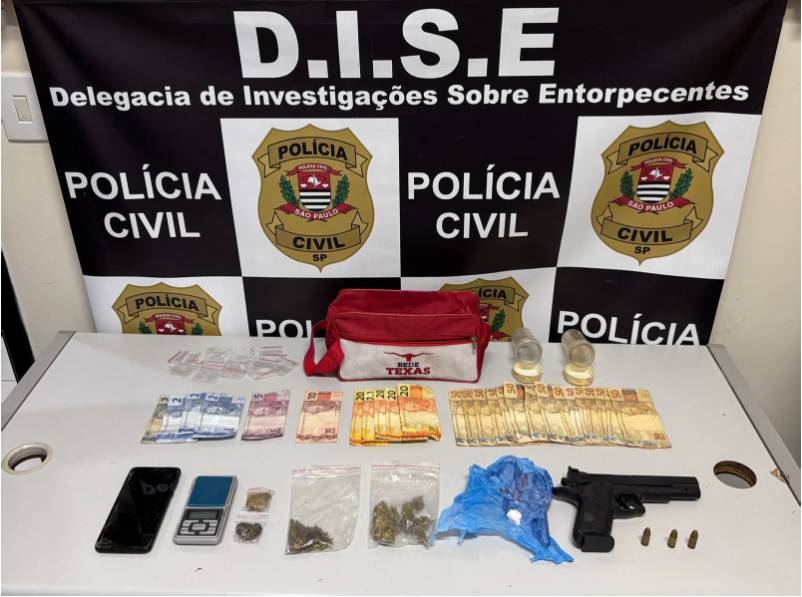 Polícia Civil prende homem por tráfico de drogas e apreende entorpecentes e munições em Prudente