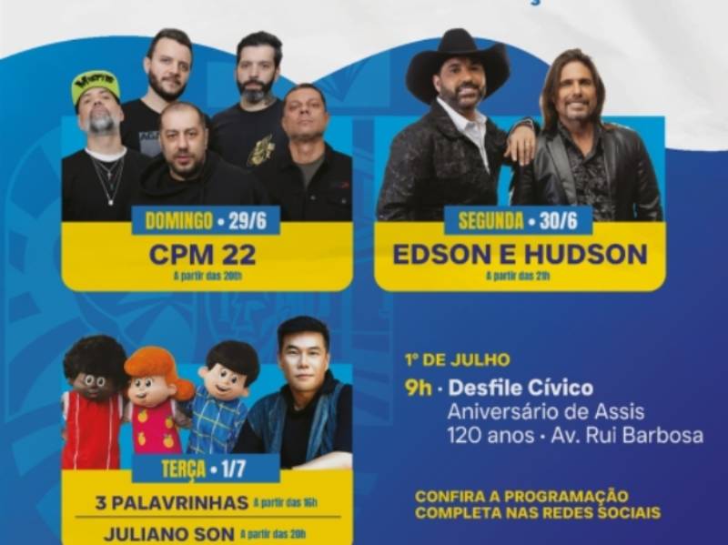 Assis comemora 120 anos com ampla programação a partir deste fim de semana