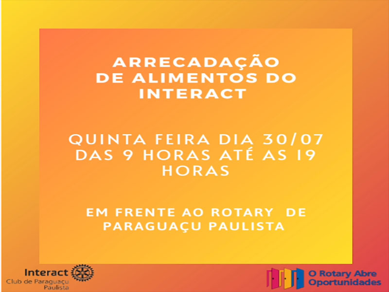 Interact Club de Paraguaçu Paulista realiza Drive Thru para arrecadar alimentos