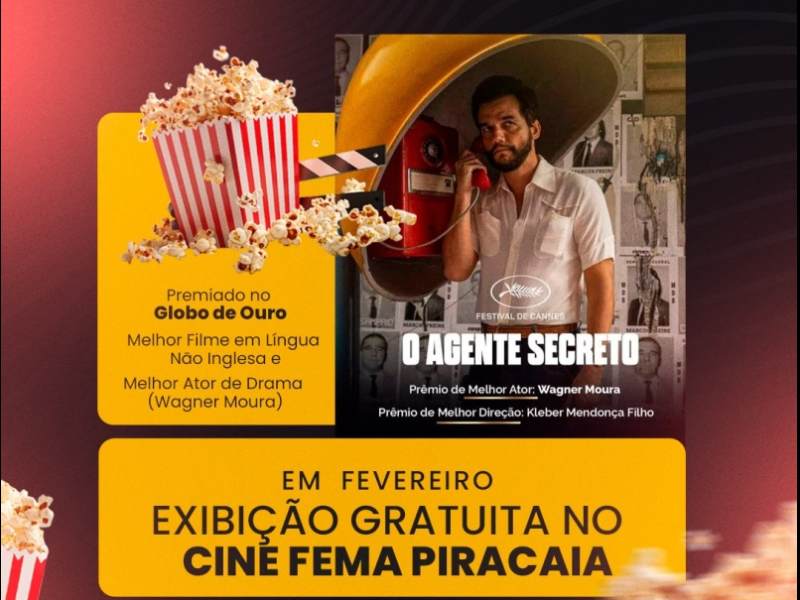 Prefeitura de Assis anuncia exibição gratuita do filme O Agente Secreto no Cine FEMA Piracaia