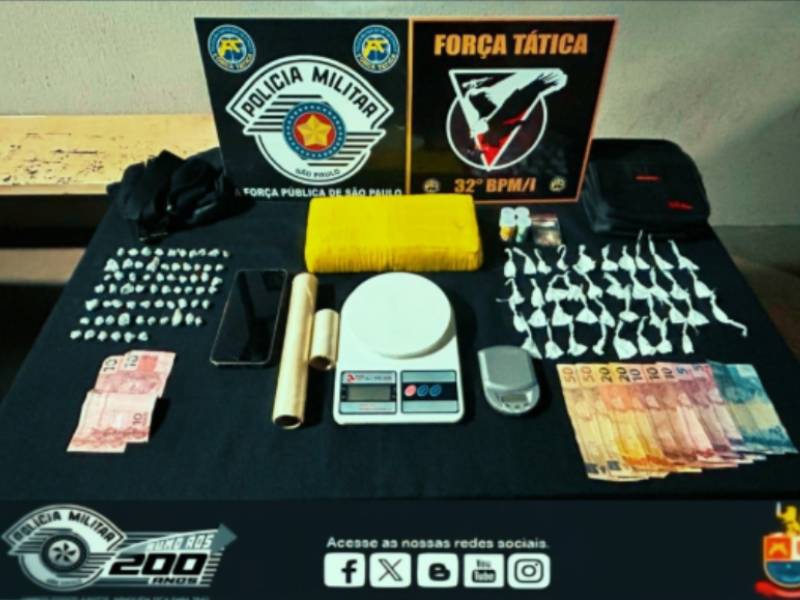 Ação Tática resulta em prisões e apreensão de maconha, crack e cocaína em Tarumã