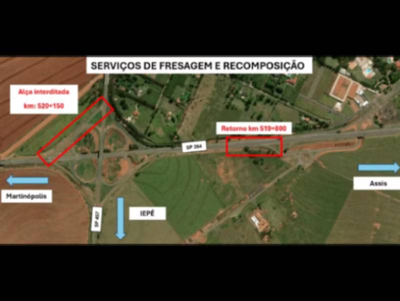 Alça que conecta rodovias em Rancharia passa por interdição,  nesta quinta-feira, para melhorias