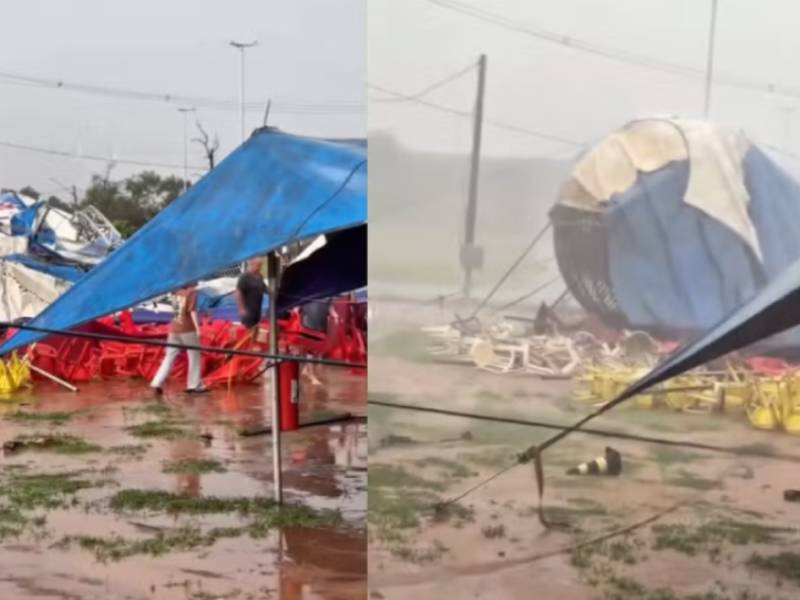Temporal com ventos fortes derruba circo e causa estragos em Santa Cruz do Rio Pardo