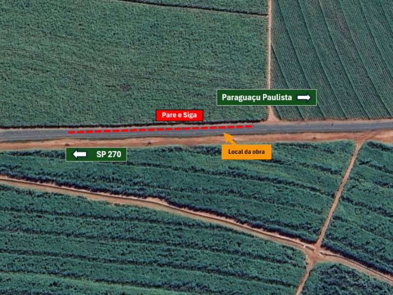 Obra em vicinal de Paraguaçu Paulista terá Pare e Siga nesta quarta