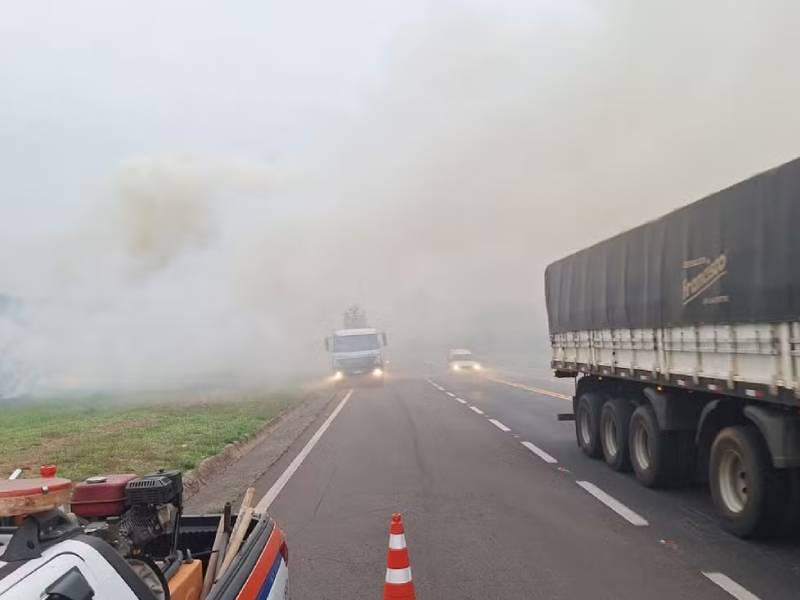 Incêndio atinge área de pastagem às margens da Rodovia Assis Chateaubriand, em Martinópolis