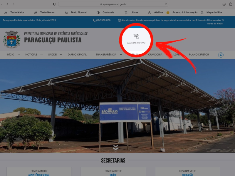 Câmeras ao vivo de pontos turísticos de Paraguaçu Paulista estão disponíveis no site da Prefeitura