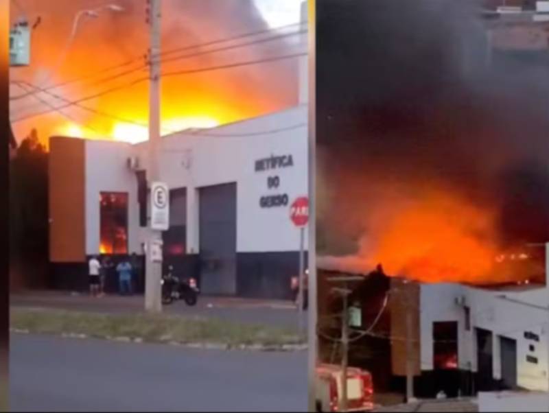 Incêndio atinge retífica de autopeças em Jaú e deixa bombeiro ferido no combate às chamas