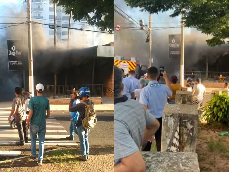 Incêndio atinge choperia no centro de Marília